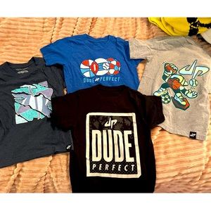 Lot of 4 DUDE PERFECT YOUTH size XSMALL t-shirts.